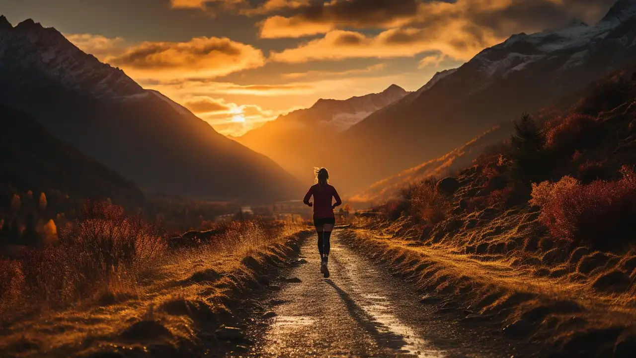 Close up on a plate of mashed potatoes, topped with baked pork chops with cream of mushroom soup, and a side of green beans.